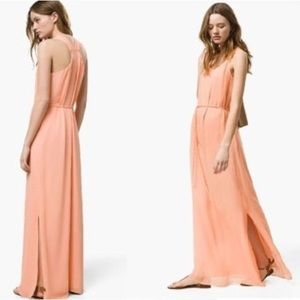 NWT Massimo Dutti Sukienka Coral Orange Maxi Dress Size 36